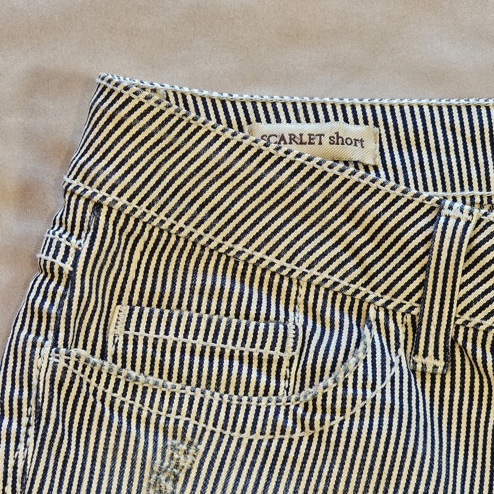 WILLIAM RAST Denim SCARLET SHORTS Striped Rolled Cut-Off Made In USA Size 24‎ - Picture 2 of 11